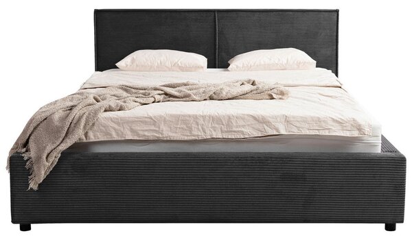 OBLAZINJENA POSTELJA 180 cm x 200 cm , les, tekstil, leseni material barve grafita