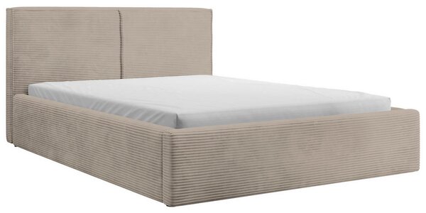 OBLAZINJENA POSTELJA 140 cm x 200 cm , les, tekstil, leseni material svetlo rjava
