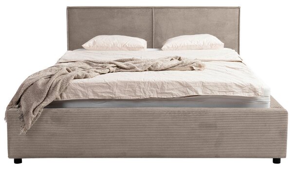 OBLAZINJENA POSTELJA 140 cm x 200 cm , les, tekstil, leseni material svetlo rjava