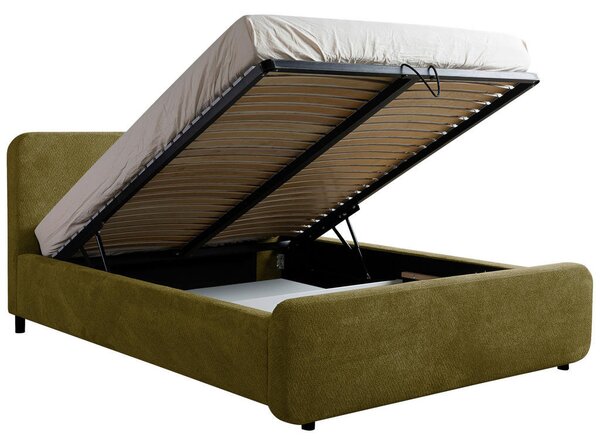 OBLAZINJENA POSTELJA 140 cm x 200 cm , les, umetna masa, tekstil, leseni material zelena