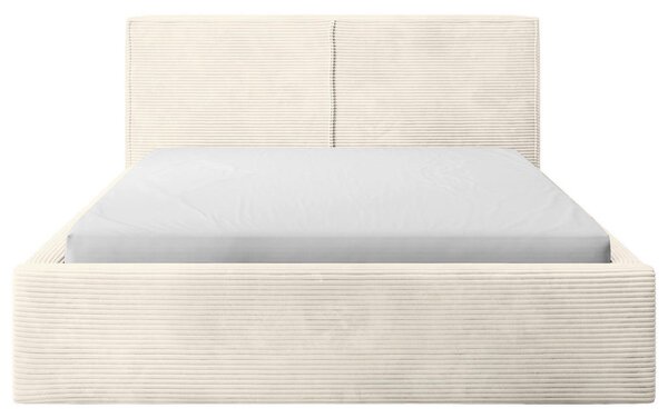 OBLAZINJENA POSTELJA 180 cm x 200 cm , les, tekstil, leseni material krem barve