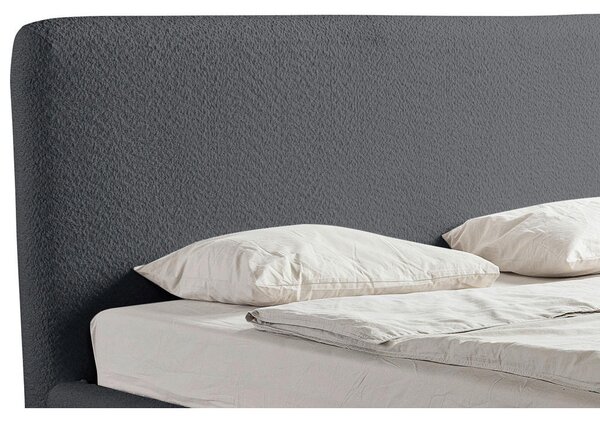 OBLAZINJENA POSTELJA 140 cm x 200 cm , les, umetna masa, tekstil, leseni material barve grafita