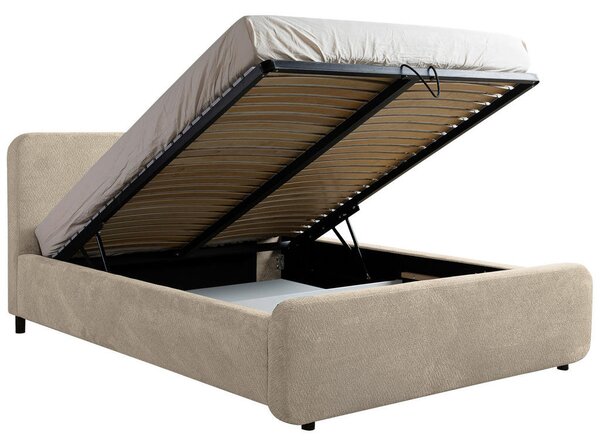 OBLAZINJENA POSTELJA 160 cm x 200 cm , les, umetna masa, tekstil, leseni material naravne barve