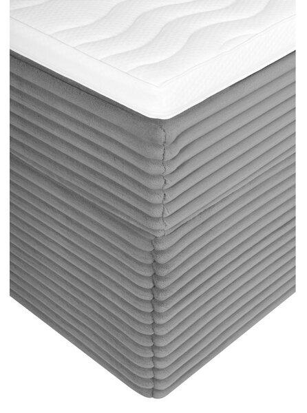POSTELJA Z VZMETNICO 160 cm x 200 cm , tekstil temno siva