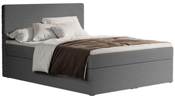 POSTELJA Z VZMETNICO 160 cm x 200 cm , tekstil temno siva