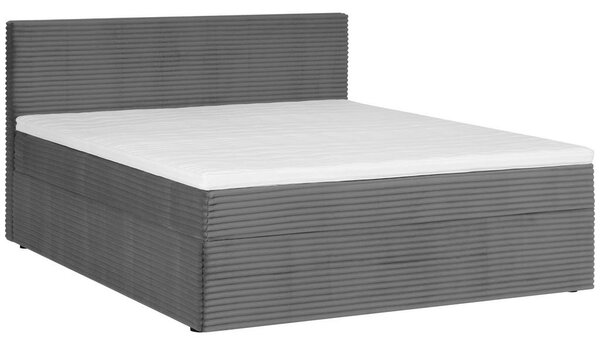 POSTELJA Z VZMETNICO 160 cm x 200 cm , tekstil temno siva