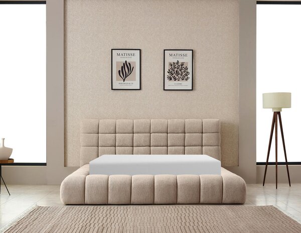 OBLAZINJENA POSTELJA 180 cm x 200 cm , kovina, tekstil naravne barve