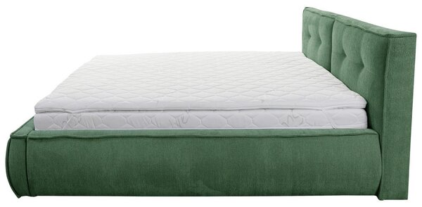 OBLAZINJENA POSTELJA 180 cm x 200 cm , les, tekstil, leseni material zelena