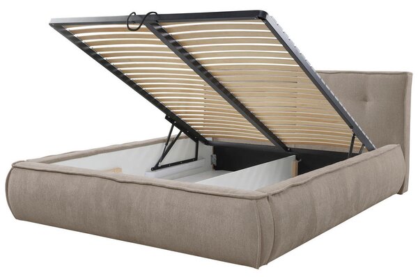 OBLAZINJENA POSTELJA 180 cm x 200 cm , les, tekstil, leseni material svetlo rjava