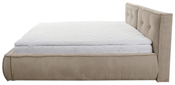 OBLAZINJENA POSTELJA 180 cm x 200 cm , les, tekstil, leseni material svetlo rjava