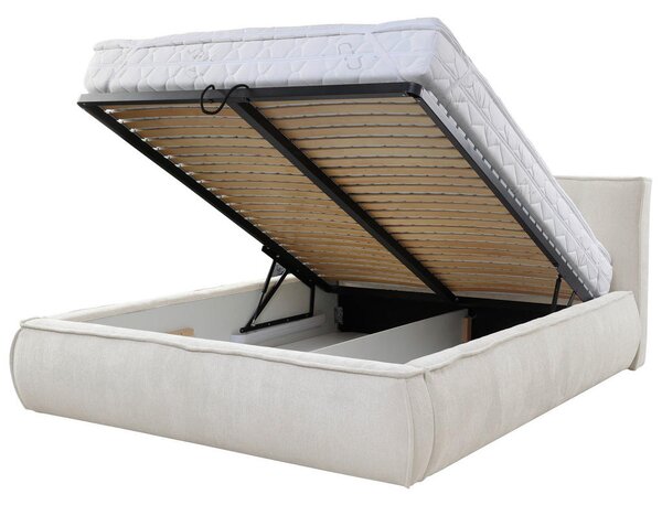 OBLAZINJENA POSTELJA 180 cm x 200 cm , les, tekstil, leseni material bež