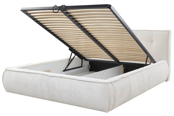OBLAZINJENA POSTELJA 180 cm x 200 cm , les, tekstil, leseni material bež