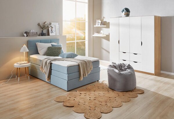 POSTELJA BOXSPRING 90 cm x 200 cm , tekstil svetlo modra