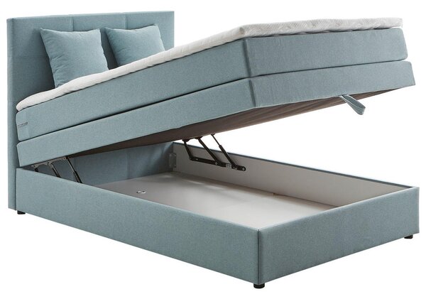 POSTELJA BOXSPRING 90 cm x 200 cm , tekstil svetlo modra