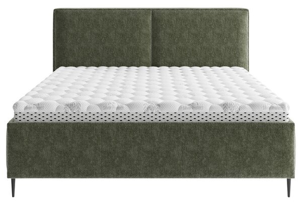 OBLAZINJENA POSTELJA 180 cm x 200 cm , les, tekstil, leseni material temno zelena