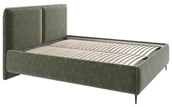 OBLAZINJENA POSTELJA 180 cm x 200 cm , les, tekstil, leseni material temno zelena