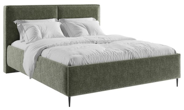 OBLAZINJENA POSTELJA 180 cm x 200 cm , les, tekstil, leseni material temno zelena