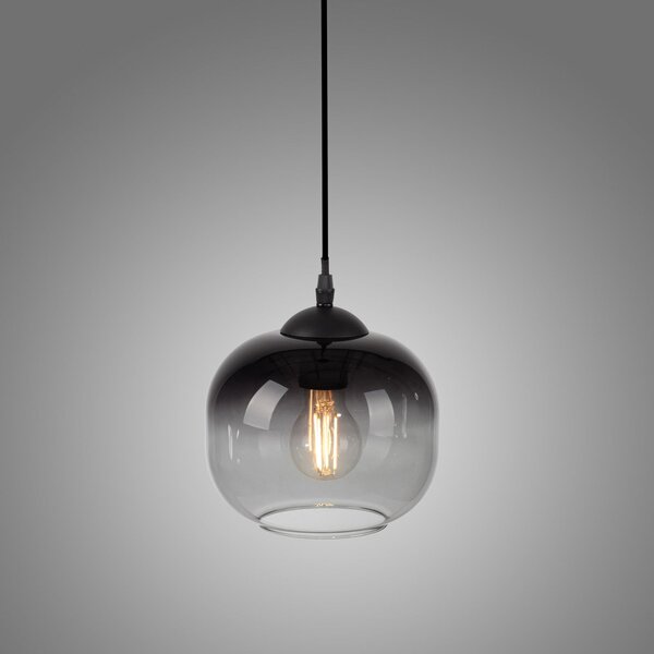 JUST LIGHT. GmbH Visoka svetilka Zea, 1 žarnica, dimno siva/črna, steklo, E27, Siva, Dnevna soba / jedilnica, Steklo, Sodobni