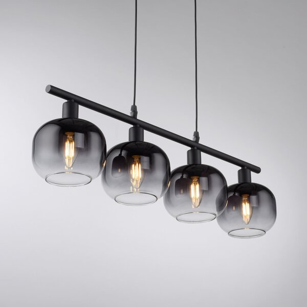JUST LIGHT. GmbH Visoka svetilka Zea, 4-žarnica, dimno siva/črna, steklo, E14, Siva, Dnevna soba / jedilnica, Steklo, Sodobni