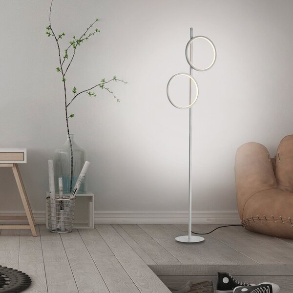 JUST LIGHT. GmbH LED-stoječa svetilka Mini-Ritus, srebrna, železna, z 2 obroči, Kovinska, Dnevna soba / jedilnica, Kovina, Sodobni