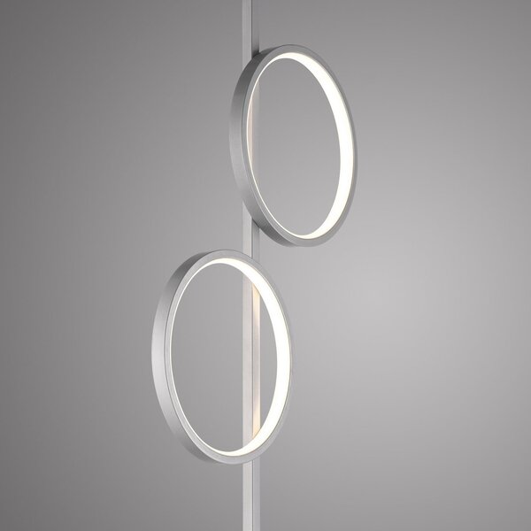JUST LIGHT. GmbH LED-stoječa svetilka Mini-Ritus, srebrna, železna, z 2 obroči, Kovinska, Dnevna soba / jedilnica, Kovina, Sodobni