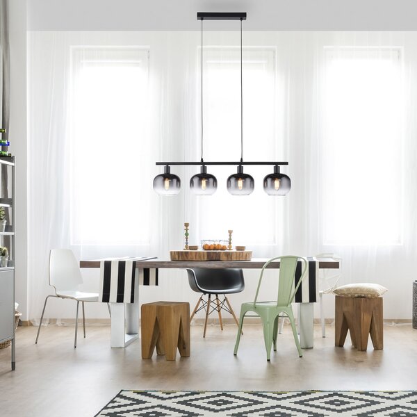 JUST LIGHT. GmbH Visoka svetilka Zea, 4-žarnica, dimno siva/črna, steklo, E14, Siva, Dnevna soba / jedilnica, Steklo, Sodobni
