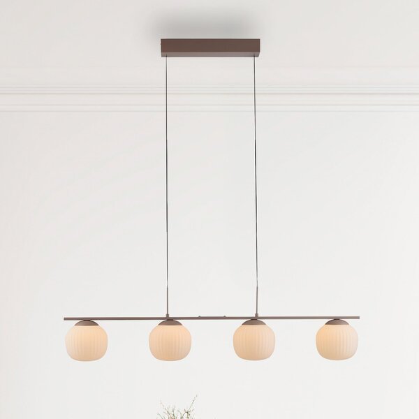 JUST LIGHT. GmbH LED-visoka svetilka Nami, 4-žarnica, podolgovata, pesek, bela, steklo, železo, zatemnjen, Bež, Dnevna soba / jedilnica, Steklo, Globus