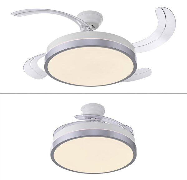 JUST LIGHT. GmbH LED stropni ventilator Kopta, srebrna barva, CCT, daljinski upravljalnik,, zatemnjen, Kovinska, Dnevna soba / jedilnica, Kovina, Sodobni