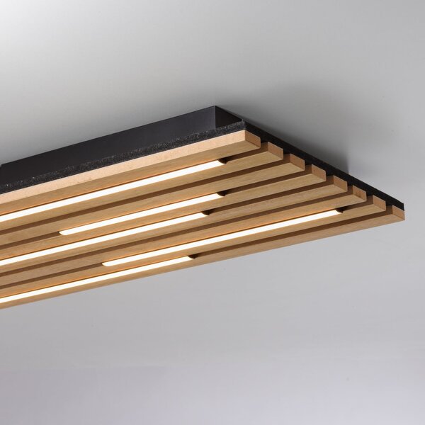 JUST LIGHT. GmbH LED-stropna svetilka Akustik, 80 x 30 cm, naravno leseno, kovinsko, Les, Dnevna soba / jedilnica, Les, Sodobni
