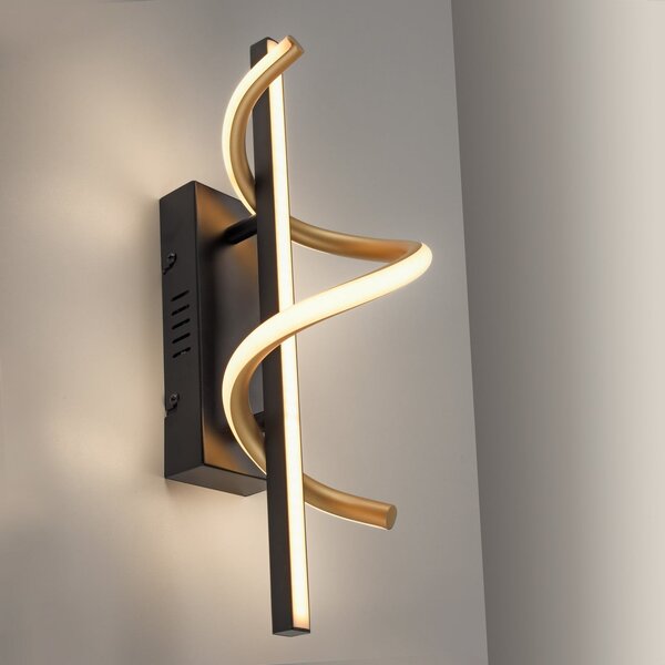 JUST LIGHT. GmbH LED-stenna svetilka Emanda, črna/zlata, železo, aluminij, zatemnjen, Črna, Dnevna soba / jedilnica, Kovina