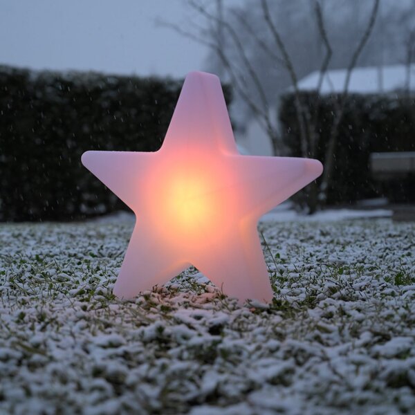 JUST LIGHT. GmbH LED-dekorativna svetilka na baterije Star, višina 39,5 cm, IP44, bela, RGBW, zatemnjen, Bela, Dnevna soba / jedilnica, Plastika