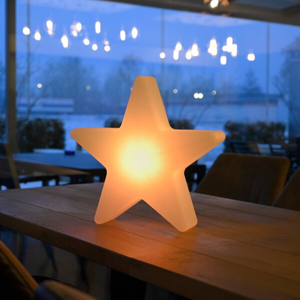 JUST LIGHT. GmbH LED-dekorativna svetilka na baterije Star, višina 39,5 cm, IP44, bela, RGBW, zatemnjen, Bela, Dnevna soba / jedilnica, Plastika