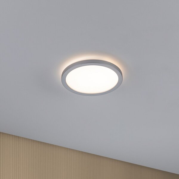 Paulmann LED-plošča Atria Shine, krom, premer 19 cm, 3000 K, vklop/izklop, IP20, Siva, Dnevna soba / jedilnica, Plastika, Sodobni