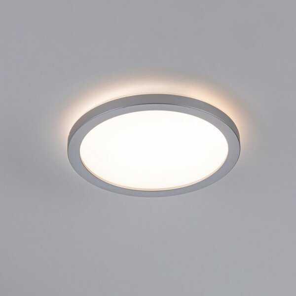 Paulmann LED-plošča Atria Shine, krom, premer 19 cm, 3000 K, vklop/izklop, IP20, Siva, Dnevna soba / jedilnica, Plastika, Sodobni