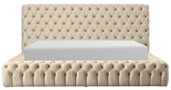 OBLAZINJENA POSTELJA 180 cm x 200 cm , kovina, tekstil naravne barve