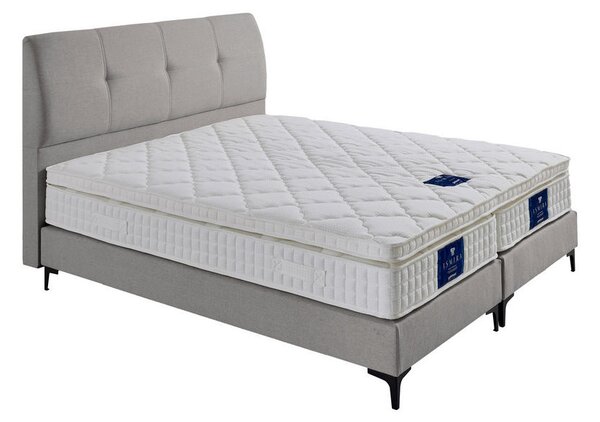 POSTELJA BOXSPRING x , leseni material, tekstil siva