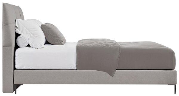 POSTELJA BOXSPRING x , leseni material, tekstil siva