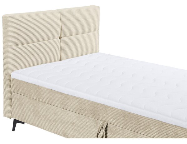 POSTELJA Z VZMETNICO 120 cm x 200 cm , tekstil, leseni material krem barve