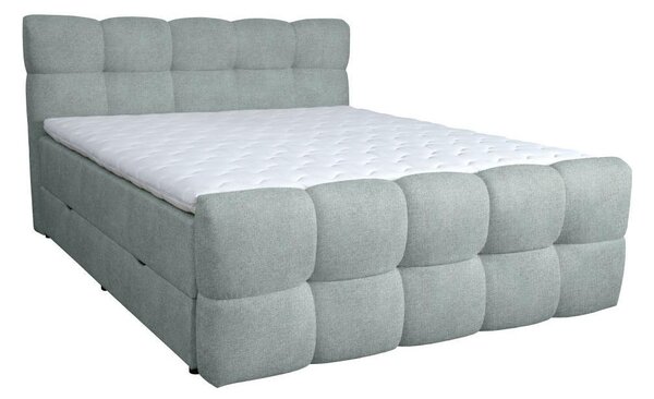 POSTELJA Z VZMETNICO 160 cm x 200 cm , les, tekstil, leseni material svetlo siva