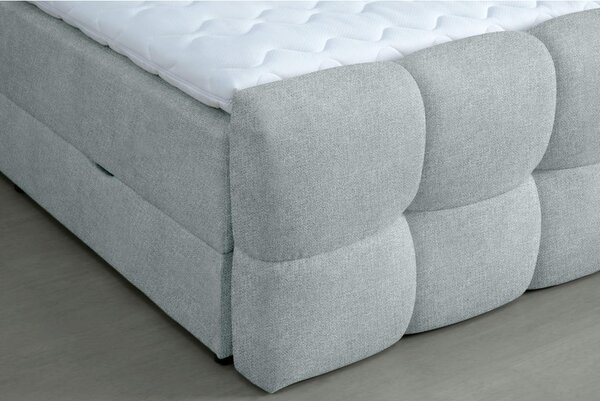 POSTELJA Z VZMETNICO 160 cm x 200 cm , les, tekstil, leseni material svetlo siva