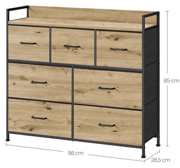 Komoda s tekstilnimi predali ALESIA 98x85 cm, hrast artisan