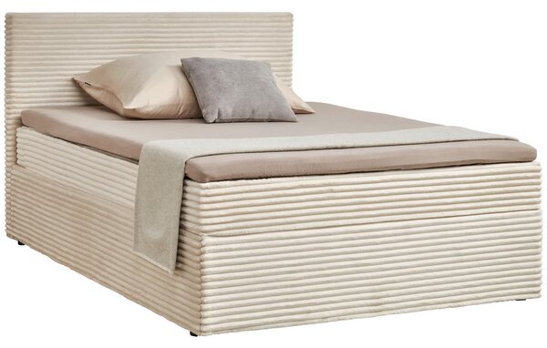 POSTELJA Z VZMETNICO 140 cm x 200 cm , tekstil krem barve