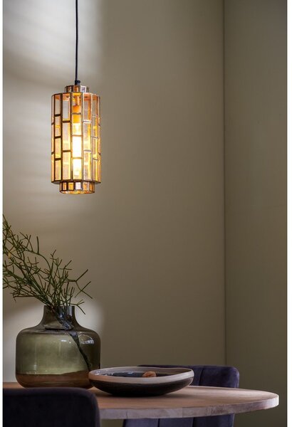 Viseča svetilka v bronasti barvi s steklenim senčilom Søstrene – Light & Living