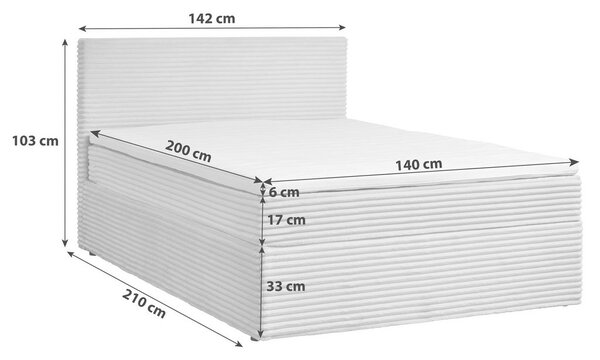 POSTELJA Z VZMETNICO 140 cm x 200 cm , tekstil krem barve