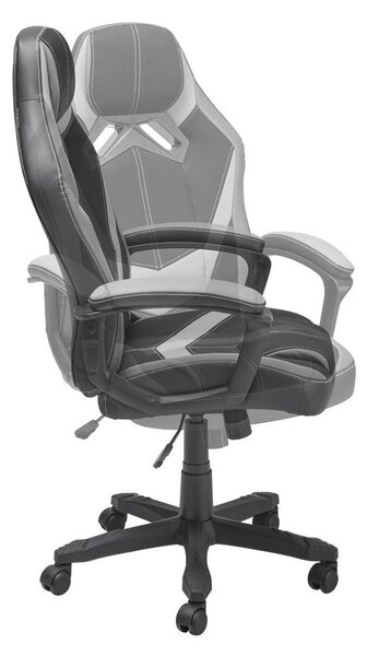 GAMING STOL kovina, umetna masa, tekstil siva, črna