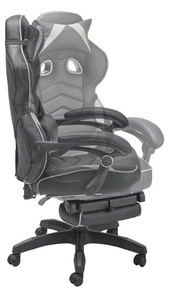 GAMING STOL les, kovina, umetna masa, tekstil siva, črna
