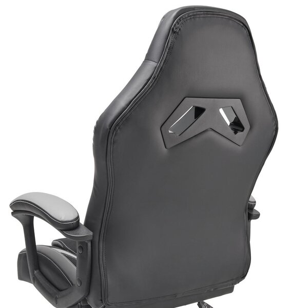 GAMING STOL kovina, umetna masa, tekstil siva, črna