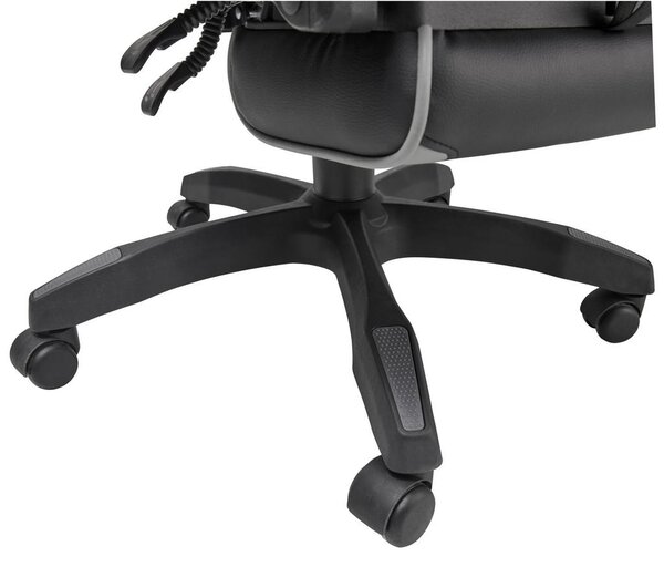 GAMING STOL les, kovina, umetna masa, tekstil siva, črna