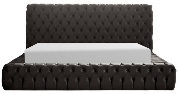 OBLAZINJENA POSTELJA 180 cm x 200 cm , kovina, tekstil siva
