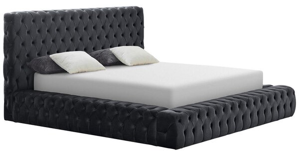 OBLAZINJENA POSTELJA 180 cm x 200 cm , kovina, tekstil siva